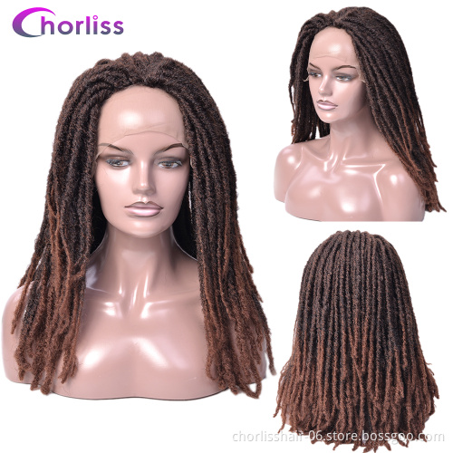 Manufacturer Supplier Synthetic Hair Wigs for Women Dreadlocks Braiding Hair Wig Faux Locs Crochet Braided Lace Frontal Wig